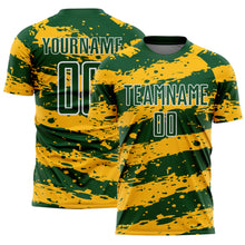 Load image into Gallery viewer, Custom Green Gold-White Splash Sublimation Soccer Uniform Jersey