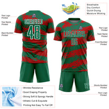Load image into Gallery viewer, Custom Kelly Green Red-White Splash Sublimation Soccer Uniform Jersey