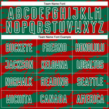 Load image into Gallery viewer, Custom Kelly Green Red-White Splash Sublimation Soccer Uniform Jersey