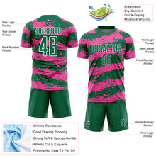 Load image into Gallery viewer, Custom Kelly Green Pink-White Splash Sublimation Soccer Uniform Jersey