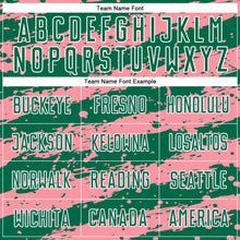 Load image into Gallery viewer, Custom Kelly Green Medium Pink-White Splash Sublimation Soccer Uniform Jersey