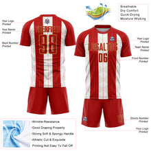 Load image into Gallery viewer, Custom Red Old Gold-White Line Sublimation Soccer Uniform Jersey