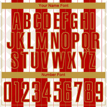 Load image into Gallery viewer, Custom Red Old Gold-White Line Sublimation Soccer Uniform Jersey