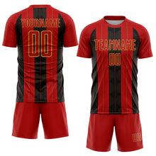 Load image into Gallery viewer, Custom Red Old Gold-Black Line Sublimation Soccer Uniform Jersey