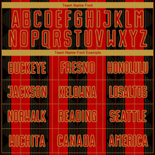 Load image into Gallery viewer, Custom Red Old Gold-Black Line Sublimation Soccer Uniform Jersey