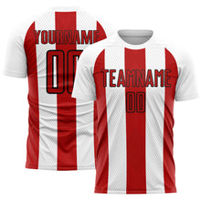 Load image into Gallery viewer, Custom White Red-Black Line Sublimation Soccer Uniform Jersey