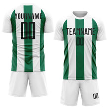 Load image into Gallery viewer, Custom White Black-Kelly Green Line Sublimation Soccer Uniform Jersey