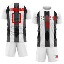 Load image into Gallery viewer, Custom White Red-Black Line Sublimation Soccer Uniform Jersey