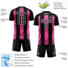 Load image into Gallery viewer, Custom Black Pink-White Line Sublimation Soccer Uniform Jersey
