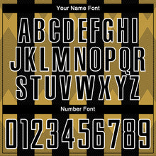 Load image into Gallery viewer, Custom Black Old Gold-White Line Sublimation Soccer Uniform Jersey