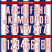 Load image into Gallery viewer, Custom Royal White-Red Line Sublimation Soccer Uniform Jersey