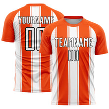 Load image into Gallery viewer, Custom Orange White-Black Line Sublimation Soccer Uniform Jersey