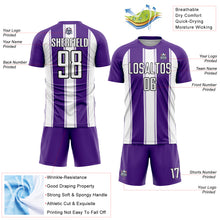 Load image into Gallery viewer, Custom Purple White-Black Line Sublimation Soccer Uniform Jersey