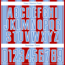 Load image into Gallery viewer, Custom Red Light Blue-White Line Sublimation Soccer Uniform Jersey