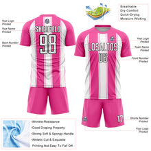 Load image into Gallery viewer, Custom Pink White-Black Line Sublimation Soccer Uniform Jersey