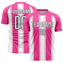 Load image into Gallery viewer, Custom Pink White-Black Line Sublimation Soccer Uniform Jersey