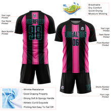 Load image into Gallery viewer, Custom Black Pink-Teal Line Sublimation Soccer Uniform Jersey