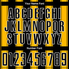 Load image into Gallery viewer, Custom Black Gold-White Line Sublimation Soccer Uniform Jersey