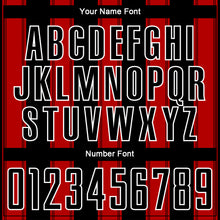 Load image into Gallery viewer, Custom Black Red-White Line Sublimation Soccer Uniform Jersey