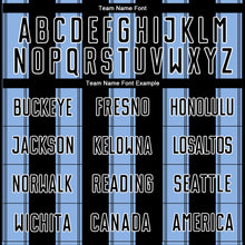 Load image into Gallery viewer, Custom Black Light Blue-White Line Sublimation Soccer Uniform Jersey