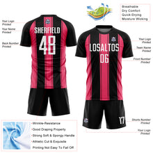 Load image into Gallery viewer, Custom Black White-Neon Pink Line Sublimation Soccer Uniform Jersey