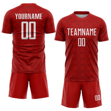 Load image into Gallery viewer, Custom Red White Geometric Shapes Sublimation Soccer Uniform Jersey