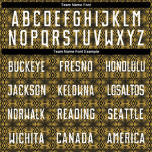 Load image into Gallery viewer, Custom Old Gold White-Black Geometric Shapes Sublimation Soccer Uniform Jersey