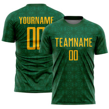 Load image into Gallery viewer, Custom Green Gold-Kelly Green Geometric Shapes Sublimation Soccer Uniform Jersey