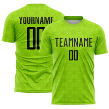 Load image into Gallery viewer, Custom Neon Green Black Geometric Shapes Sublimation Soccer Uniform Jersey