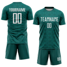Load image into Gallery viewer, Custom Midnight Green White Geometric Shapes Sublimation Soccer Uniform Jersey