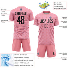 Load image into Gallery viewer, Custom Medium Pink Black-Light Pink Geometric Shapes Sublimation Soccer Uniform Jersey
