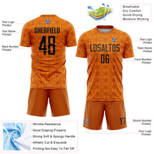 Load image into Gallery viewer, Custom Texas Orange Black-Bay Orange Geometric Shapes Sublimation Soccer Uniform Jersey