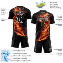 Load image into Gallery viewer, Custom Black Gold-White Flame Sublimation Soccer Uniform Jersey