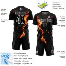 Load image into Gallery viewer, Custom Black Gold-White Flame Sublimation Soccer Uniform Jersey