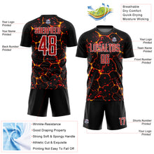 Load image into Gallery viewer, Custom Black Red-White Flame And Splash Sublimation Soccer Uniform Jersey