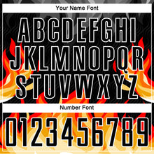 Load image into Gallery viewer, Custom Black Gray Red-Gold Flame Sublimation Soccer Uniform Jersey
