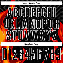 Load image into Gallery viewer, Custom Black Red-Gold Flame Sublimation Soccer Uniform Jersey