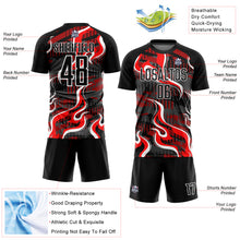 Load image into Gallery viewer, Custom Black Red-White Flame Sublimation Soccer Uniform Jersey
