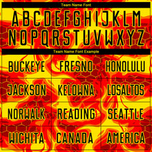 Load image into Gallery viewer, Custom Red Black-Light Yellow Flame Sublimation Soccer Uniform Jersey