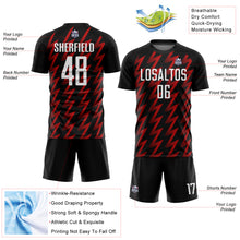 Load image into Gallery viewer, Custom Black White-Red Zigzag Shape Sublimation Soccer Uniform Jersey