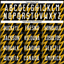 Load image into Gallery viewer, Custom Black White-Gold Zigzag Shape Sublimation Soccer Uniform Jersey