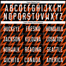 Load image into Gallery viewer, Custom Black White-Orange Zigzag Shape Sublimation Soccer Uniform Jersey