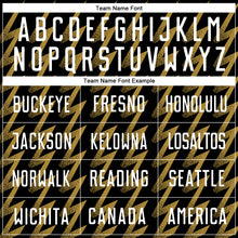 Load image into Gallery viewer, Custom Black White-Old Gold Zigzag Shape Sublimation Soccer Uniform Jersey