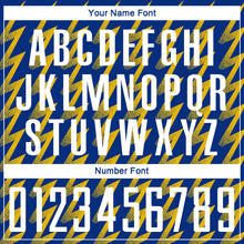 Load image into Gallery viewer, Custom Royal White-Yellow Zigzag Shape Sublimation Soccer Uniform Jersey