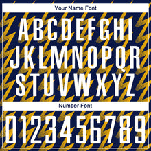 Load image into Gallery viewer, Custom Navy White-Gold Zigzag Shape Sublimation Soccer Uniform Jersey