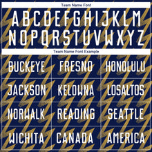 Load image into Gallery viewer, Custom Navy White-Old Gold Zigzag Shape Sublimation Soccer Uniform Jersey