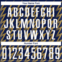 Load image into Gallery viewer, Custom Navy White-Old Gold Zigzag Shape Sublimation Soccer Uniform Jersey