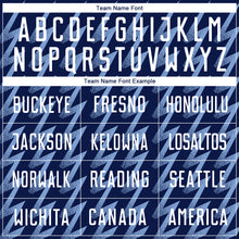 Load image into Gallery viewer, Custom Navy White-Light Blue Zigzag Shape Sublimation Soccer Uniform Jersey