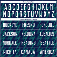 Load image into Gallery viewer, Custom Navy White-Teal Zigzag Shape Sublimation Soccer Uniform Jersey