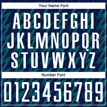 Load image into Gallery viewer, Custom Navy White-Teal Zigzag Shape Sublimation Soccer Uniform Jersey